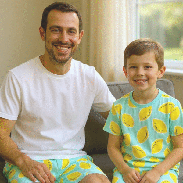 Soft & Stretchy Men's Lounge Shorts Lemons AQUA