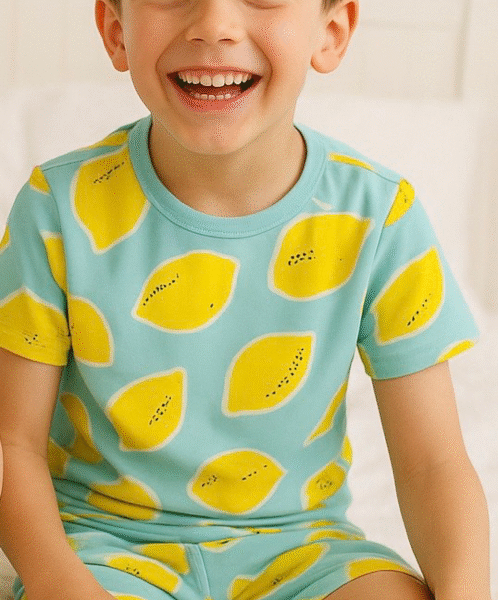 Kids Summer PJ's - Lemons AQUA