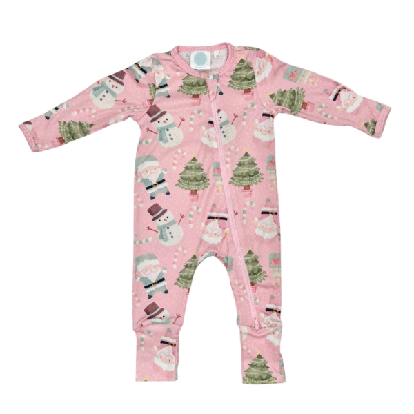 Soft & Stretchy Zipper Jumpsuit - Christmas Pink