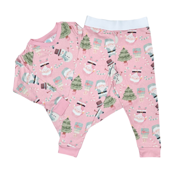 Soft & Stretchy Kids Winter PJ's - Christmas Pink