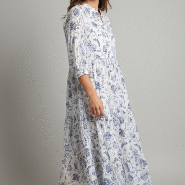 Ladies 3-Tier Dress - Chintz Ice Blue