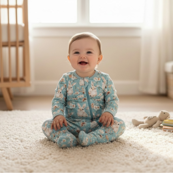 Soft & Stretchy Zipper Jumpsuit - Autumn Bunny