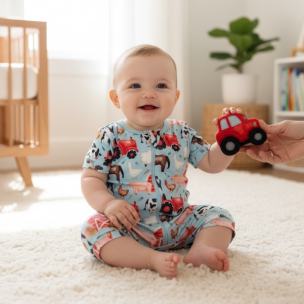 Soft & Stretchy Farmyard Summer Zipper