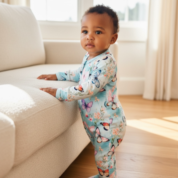 Soft & Stretchy Zipper Jumpsuit - Butterfly