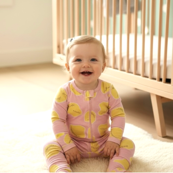 Soft & Stretchy Zipper Jumpsuit - Lemons Pink