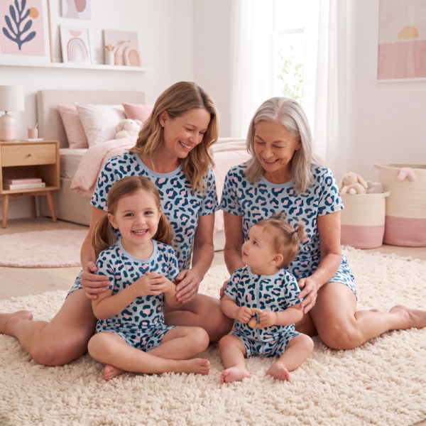 LADIES Summer PJ's - Blue Leopard